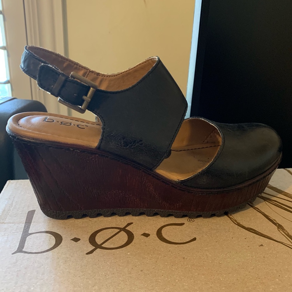 B.O.C. Black Wedges Size 8